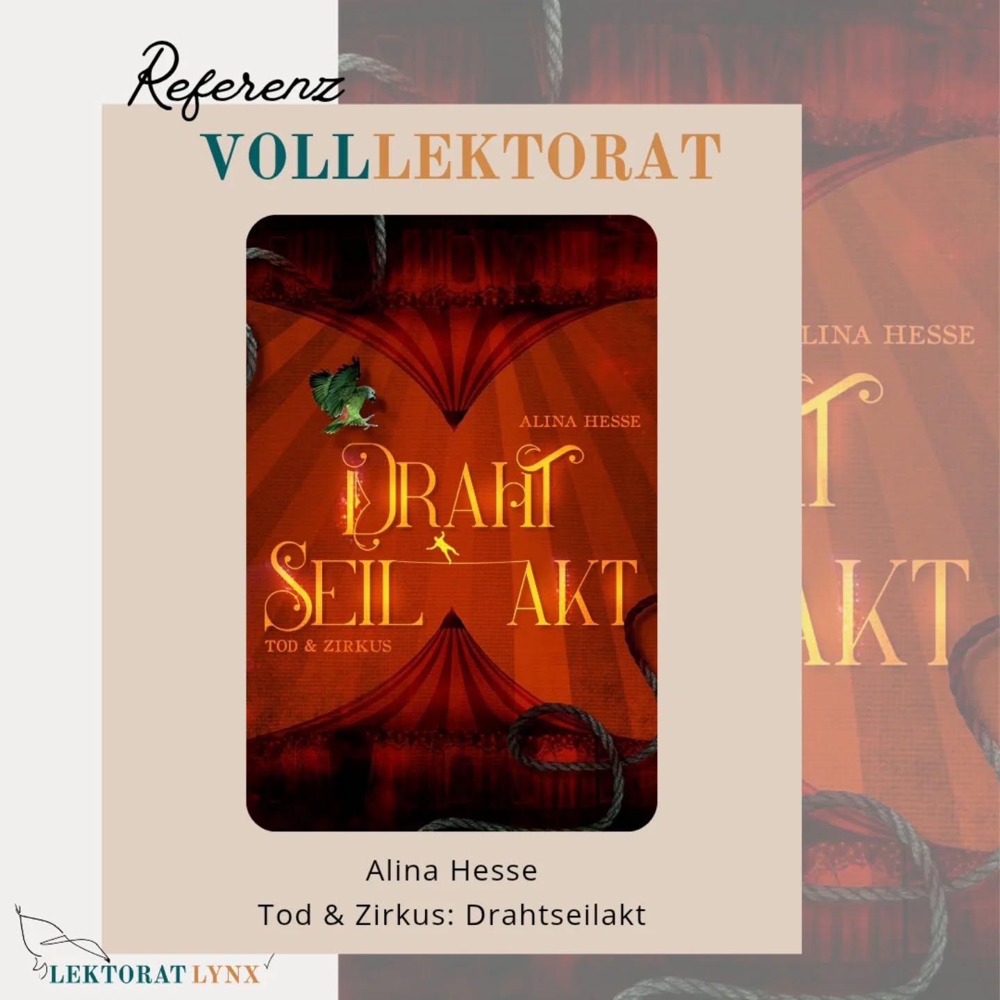Vielen lieben Dank für dein Vertrauen, liebe @alinahesse_autorin 🧡

Hier kommt der Klappentext für euch: 

Der Zirkus Asombroso ist in der Stadt!
Die aufstrebende Journalistin Nika Gruen freut sich darauf, endlich ihren Bruder Ferenc wiederzusehen und von der exklusiven Generalprobe berichten zu dürfen. Doch alles verändert sich, als Ferenc bei seinem Auftritt in die Tiefe stürzt und tödlich verunglückt. Nika ist fassungslos, und während die Polizei von einem Unfall ausgeht, ist sie fest davon überzeugt, dass hinter Ferencs Sturz mehr stecken muss. Warum musste ihr Bruder sterben? Fest entschlossen macht sie sich mit ihrem Papagei Pearl auf die Suche nach der Wahrheit, die sie geradewegs zurück in den Zirkus Asombroso führt. Denn Abseits der Manege spielt sich Unerklärliches ab.

#lektoratlynx #lektorat #lektorin #lektoratfürselfpublisher #bücherliebe #selfpublisher #autor #autorin #lesen #autorenaufinstagram #bookstagram #rechtschreibung #grammatik #letsdothis #freielektorin #referenz #fantasy #krimi #fantasykrimi