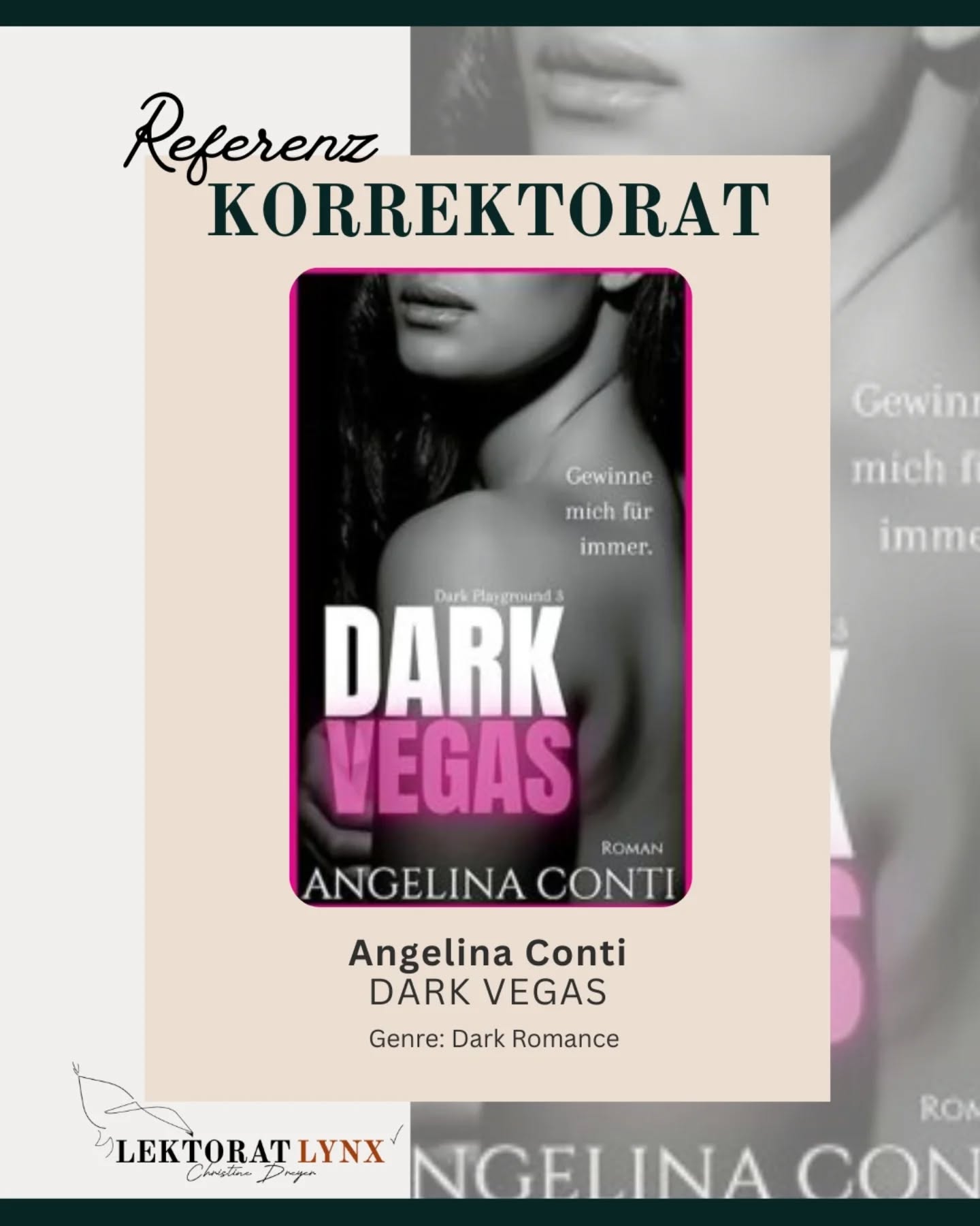 Eines der ersten Werke, die ich begleiten durfte. @angelina.conti.darkromance , du bist meine DR-Queen. Immer noch. #llfg - Modus: still activated. 🖤😉

Hier kommt der Klappentext für euch: 

Sie ist seine unberechenbare Wildkatze.
Er ist ihr Fels in der Brandung.
Ihre Liebe ist eine Achterbahn der Gefühle,
die beide immer wieder an ihre Grenzen treibt.

Was gibt uns den Mut, einen Schritt weiterzugehen?
Begib dich auf einen Roadtrip nach Las Vegas und entdecke die Dunkelheit in dir!

Roberto
Ich liebe June über alles, doch sie bringt mich regelmäßig zur Weißglut. Um unseren ständigen Streitereien zu entkommen, nehme ich für vier Monate einen Job in Las Vegas an. June beschließt, mich auf der Hinfahrt zu begleiten. Unser sommerlicher Roadtrip führt uns durch die Nationalparks Kalifoniens, deren wilde Schönheit unsere Leidenschaft neu entfacht. Einsame Strände, Lagerfeuerromantik und ein alter Campingbus prägen die Reise. Doch im Death Valley kommt es zu einem Zwischenfall, der unser Leben verändert...

June
Wie konnte ich mich bloß in einen dominanten Rigger verlieben?! Sieben Jahre hält unsere leidenschaftliche Liebe mich schon auf Trab. Eigentlich hätten wir längst zusammenziehen wollen, doch Roberto kommt mit meinem Assistenten Pancake nicht klar. Er hält ihn für einen irren Stalker, der heimlich in mich verliebt ist. Alles Unsinn, aber er lässt sich nicht davon abbringen. Als Rob auf unserer Fahrt nach Vegas dann auch noch meint, Pancake würde uns verfolgen, glaube ich ihm zunächst kein Wort...

#referenz #romance #darkromance #lektorin #freielektorin #worklife #bücher #bücherliebe #writer #schreibtipps #selbstständigkeit #selfpublishing #lektor #vfll #adm #textarbeit #textliebe #Manuskript
Ich lektoriere: Krimi & Thriller | Dark Fantasy | Horror | Dark Romance